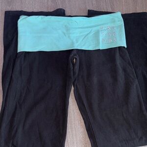 Y2K Victoria's Secret Black and Teal Leggings